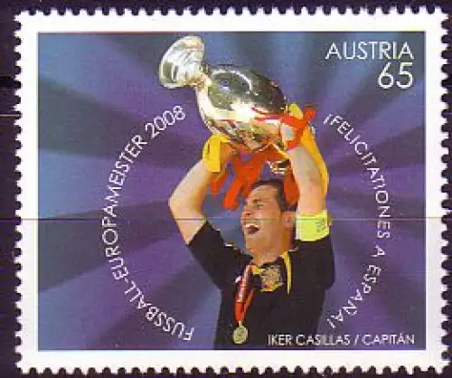 Österreich Mi.Nr. 2778 Gewinn der Fußball-EM durch Spanien, Torwart + Pokal (65)