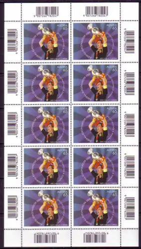 Österreich Mi.Nr. Klbg.2778 Gew. Fußball-EM Spanien Torwart+Pokal (mit 10x2778)