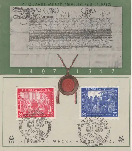 D,All.Bes.,Gem, Mi.Nr. 965-66 Satz Leipziger Herbstmesse 1947, Gedenkblatt