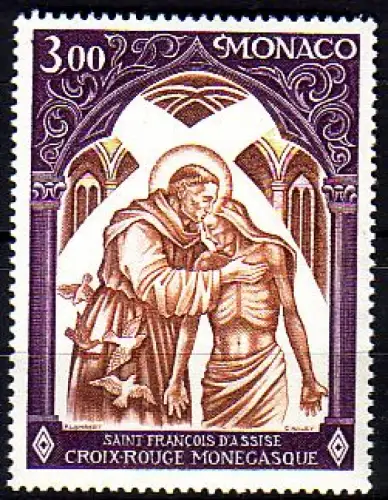 Monaco Mi.Nr. 1040 Rotes Kreuz, Hl. Franz von Assisi (3,00)