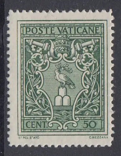 Vatikan Mi.Nr. 105 Freim. Wappen von Papst Pius XII. (50c)
