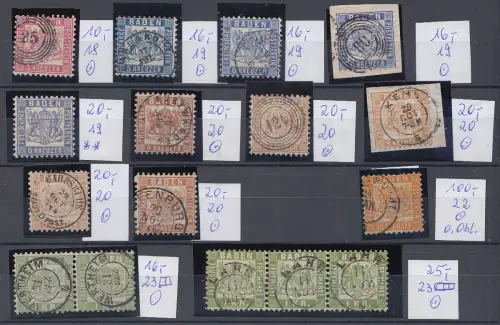 Sammlung Baden aus Mi.Nr. 2 bis 25, sehr gute Qualität