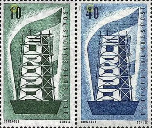 D,Bund Mi.Nr. 241-242 Europa 56, mit Europafahne (2 Werte)