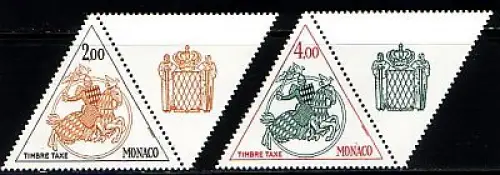 Monaco Mi.Nr. P 75-76+Zf. Fürstliches Siegel, Ritter, Landeswappen (2 Werte+Zf)