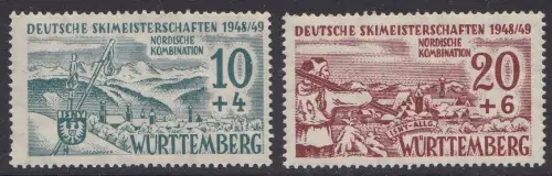 D,Franz.Zone,Württ.Hohenz. Mi.Nr. 38-39 Satz Deutsche Skimeistersch. Isny **