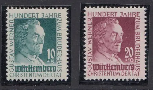 D,Franz.Zone,Württ.Hohenz. Mi.Nr. 47-48 Satz Gustav-Werner-Stiftung (2 Werte) **
