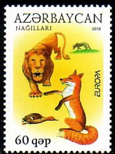 Aserbaidschan Mi.Nr. 792A Europa 2010, Kinderbücher, Märchen Löwe + Fuchs (60)