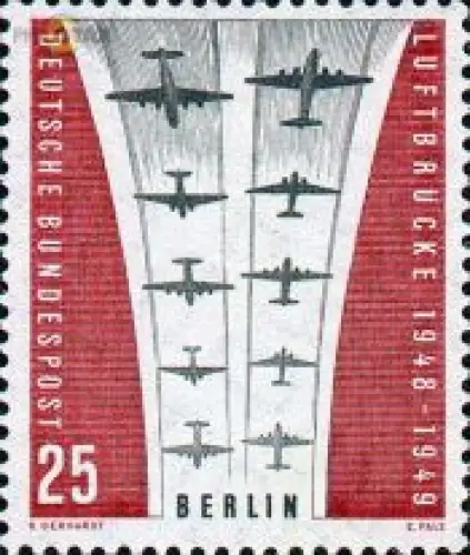 Berlin Mi.Nr. 188 Luftbrücke, stil. Darstellung des Luftkorridors (25)