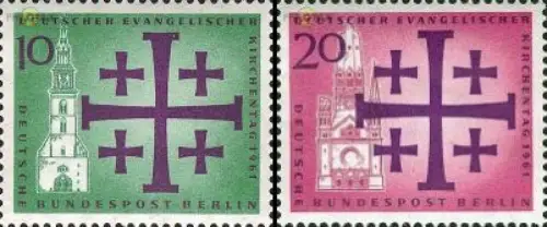 Berlin Mi.Nr. 215-216 Ev. Kirchentag 61 (2 Werte)