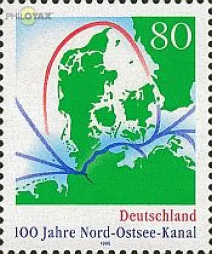 D,Bund Mi.Nr. 1802 Nord-Ostsee-Kanal, Landkarte mit Schifffahrtslinien (80)