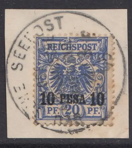 Deutsche Kolonien, D.-Ostafrika MiNr 4, gest. "DEUTSCHE SEEPOST", Briefstück