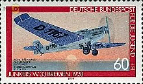 D,Bund Mi.Nr. 1007 Jugend 79 alte Flugzeuge, Junkers W 33 (60+30)