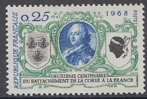 Frankreich MiNr. 1637 Zugehörigkeit Korsikas zu Frankreich, Ludwig XV (0,25)