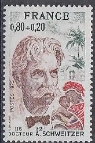 Frankreich MiNr. 1901 Albert Schweitzer, Theologe, Musiker, Arzt (0,80+0,20)