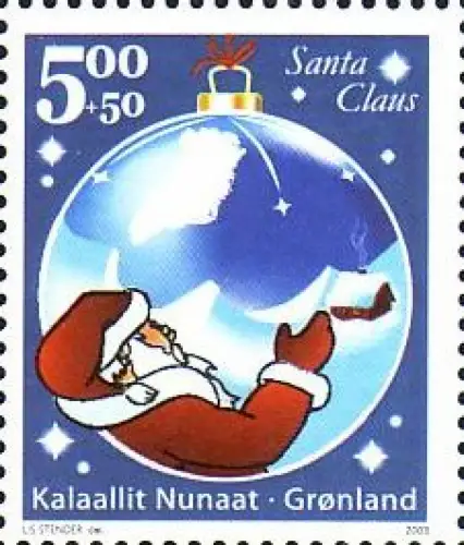 Groenland Mi.Nr. 402 Weihnachtsmann in Christbaumkugel (5,00+0,50)
