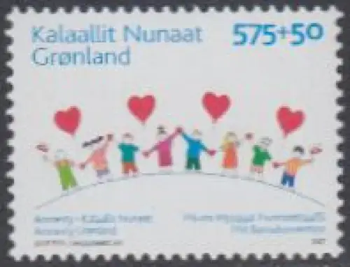 Grönland Mi.Nr. 479 15Jahre Amnesty Grönland, Kinder mit Fähnchen (575+50)