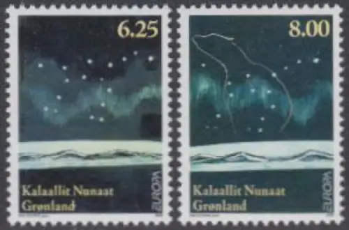 Grönland Mi.Nr. 525-26 Europa 09, Astronomie, Großer Bär, Polarlicht (2 Werte)
