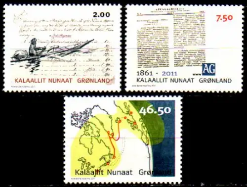 Grönland Mi.Nr. 575-77A Kommunikation in Grönland (I) (3 Werte)
