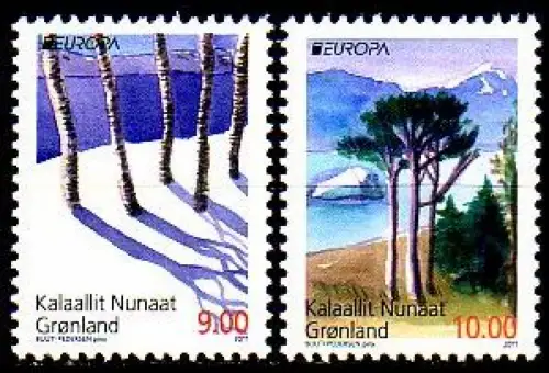 Grönland Mi.Nr. 578-79 Europa: Der Wald (2 Werte)
