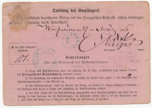 Braunschweig, Mi.Nr. A1, Postanweisung aus "Boerssum"