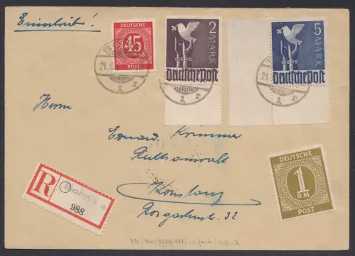 D,All.Bes.,Gem, Mi.Nr. 931,937,960+962 auf E-Brief aus "Bonn", 10fach-Frankatur