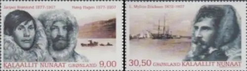 Grönland Mi.Nr. 678-79 Expeditionen, Bronlund, Hoeg-Hagen, Maylius-Erichsen (2W)