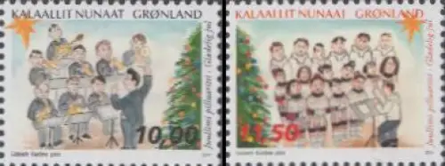 Grönland Mi.Nr. 681-82 Weihnachten, Zeichnungen Bigband und Chor (2 Werte)
