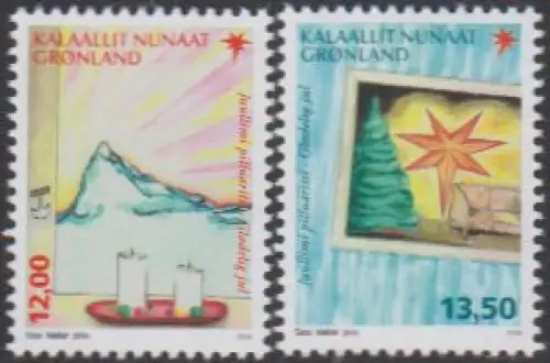 Grönland MiNr. 741-42 Weihnachten, Zeichnungen von Sissi Moller (2 Werte)