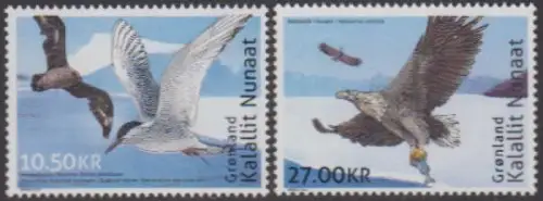Grönland MiNr. 765-66 Vögel, Antartikskua, Seeadler (2 Werte)