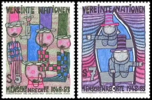 UNO Wien Mi.Nr. 36-37 35 Jahrest. Erklärung der Menschenrechte (2 Werte)
