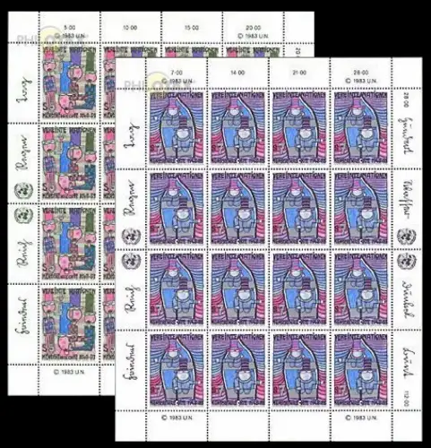 UNO Wien Mi.Nr. Klbg.36-37 35 Jahrest. Erklärung der Menschenrechte (2 Klbg.)