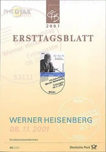 D,Bund Mi.Nr. 48/01 Werner Heisenberg (Marke MiNr.2228)