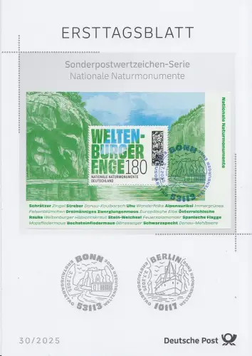 D,Bund Mi.Nr. 30/2025 Nationale Naturmonumente, Weltenburger Enge