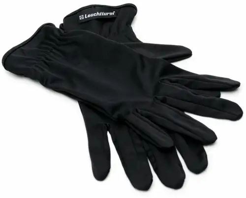 Leuchtturm Münzhandschuhe aus Mikrofaser, Größe L, 1 Paar, Schwarz
