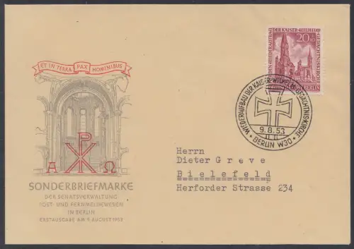 Berlin Mi.Nr. 108 Kaiser-Wilhelm-Gedächtniskirche (20+5), FDC Fernbrief
