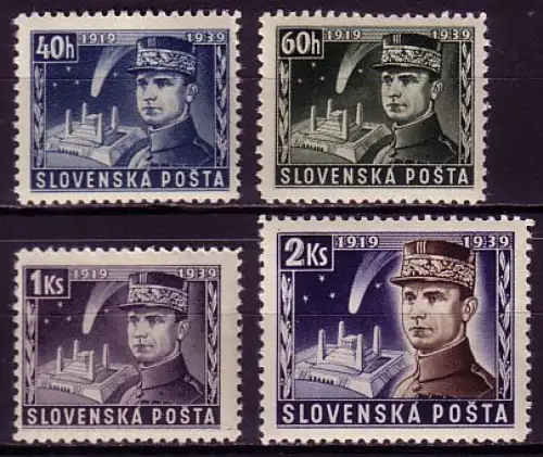 Slowakei Mi.Nr. I-IV 20. Todestag M. Stefánik, nicht verausgabt (4 Werte)