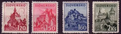 Slowakei Mi.Nr. 81-84 Freim., Schlösser und Burgen (4 Werte)