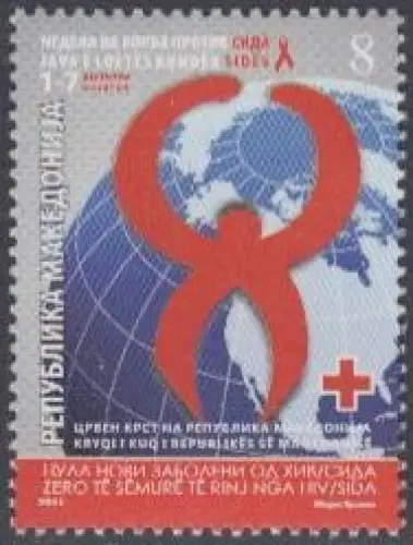 Makedonien Zwangszuschlagsm.Mi.Nr. 159 Rotes Kreuz, Woche d.Aidsbekämpfung (8)
