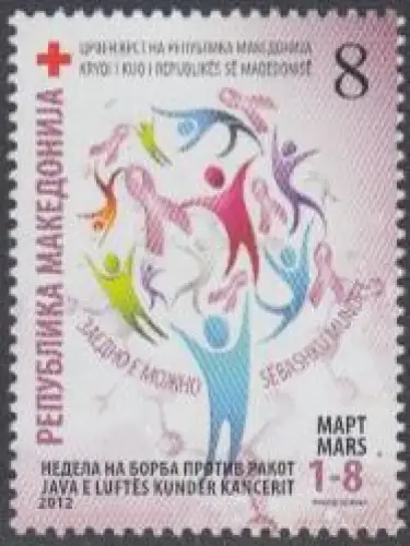 Makedonien Zwangszuschlagsm.Mi.Nr. 160 Rotes Kreuz, Woche d.Krebsbekämpfung (8)