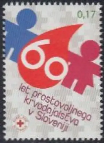 Slowenien Zwangszuschlagsm.Mi.Nr. 69 Rotes Kreuz, Blutspendekampagne (0,17)