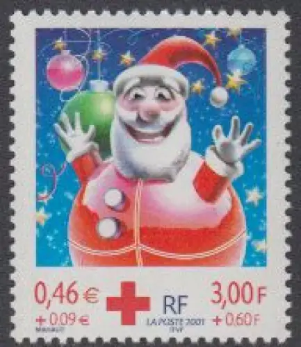 Frankreich Mi.Nr. 3570Ay Rotes Kreuz, Weihnachten+Neujahr (3,00+0,60/0,46+0,09)
