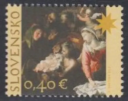 Slowakei Mi.Nr. 694 Weihnachten, Gemälde Geburt Christi (0,40)