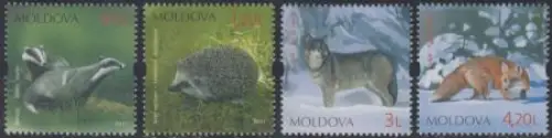Moldawien Mi.Nr. 759-62 Das Rote Buch, Dachs, Igel, Wolf, Fuchs (4 Werte)