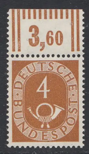 D,Bund Mi.Nr. 124 Posthorn, postfrisch mit Oberrand, geprüft