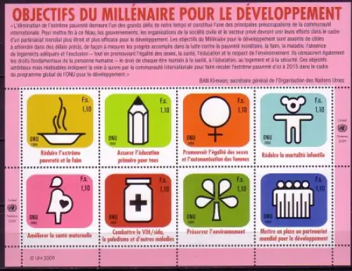 UNO Genf Mi.Nr. Klbg.654-61 Millenniums Entwicklungsziele der UNO