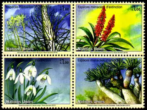 UNO Genf Mi.Nr. Zdr.681-84 Gefährdete Arten, Pflanzen