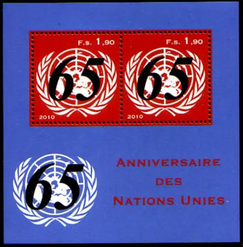 UNO Genf Mi.Nr. Block 29 65 Jahre Vereinte Nationen (mit 2 x 719)