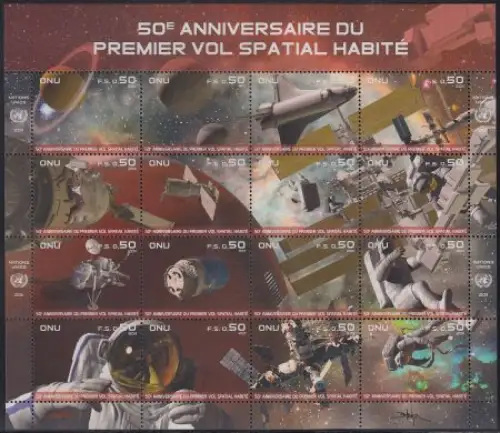 UNO Genf Mi.Nr. Klbg.751-66 50 Jahre bemannte Weltraumfahrt (mit 751-66)