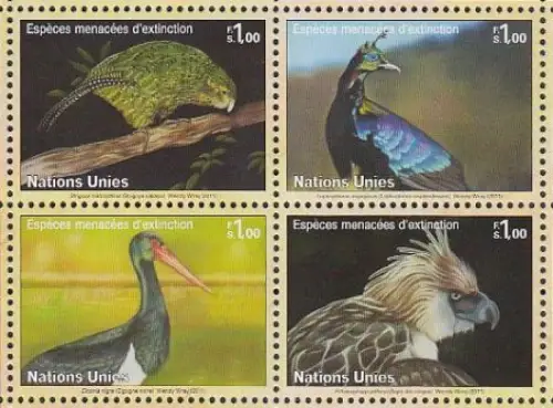 UNO Genf Mi.Nr. Zdr.774-77 Gefährdete Arten, Vögel 
