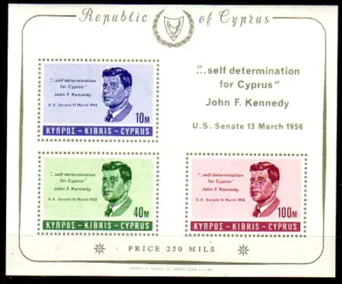 Zypern Mi.Nr. Block 3 John F. Kennedy, 1. Todestag